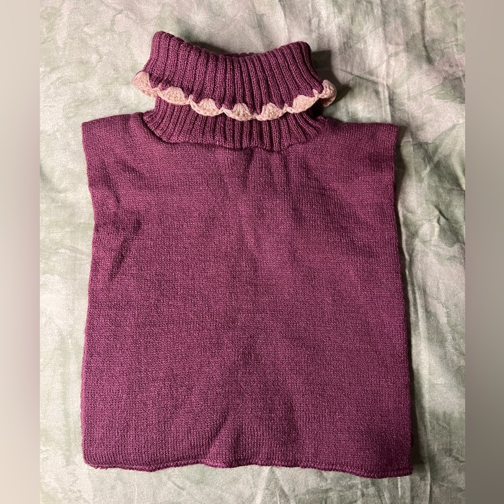 Purple Vintage English Village Scalloped Turtleneck Dickie